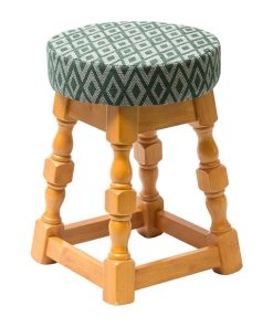 Classic Soft Oak Low Bar Stool with Green Diamond Seat (Pack of 2)