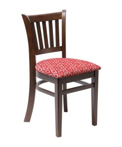Manhattan Dark Walnut Dining Chair with Red Diamond Padded Seat (Pack of 2)