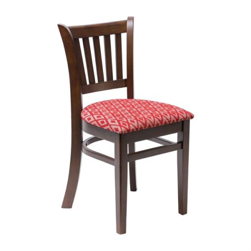 Manhattan Dark Walnut Dining Chair with Red Diamond Padded Seat (Pack of 2)