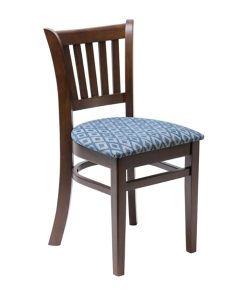 Manhattan Dark Walnut Dining Chair with Blue Diamond Padded Seat (Pack of 2)