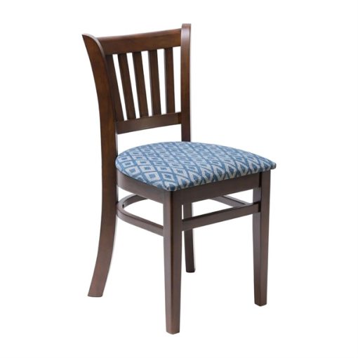 Manhattan Dark Walnut Dining Chair with Blue Diamond Padded Seat (Pack of 2)