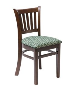 Manhattan Dark Walnut Dining Chair with Green Diamond Padded Seat (Pack of 2)