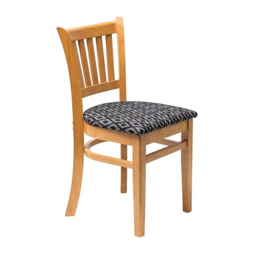 Manhattan Soft Oak Dining Chair with Black Diamond Padded Seat (Pack of 2)