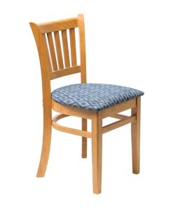 Manhattan Soft Oak Dining Chair with Blue Diamond Padded Seat (Pack of 2)