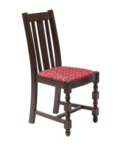 Manhattan Dark Wood High Back Dining Chair with Red Diamond Padded Seat (Pack of 2)