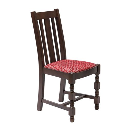 Manhattan Dark Wood High Back Dining Chair with Red Diamond Padded Seat (Pack of 2)