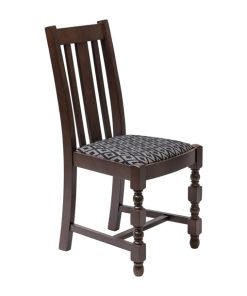 Manhattan Dark Wood High Back Dining Chair with Black Diamond Padded Seat (Pack of 2)