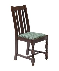 Manhattan Dark Wood High Back Dining Chair with Green Diamond Padded Seat (Pack of 2)