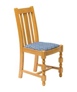 Manhattan Soft Oak High Back Dining Chair with Blue Diamond Padded Seat (Pack of 2)