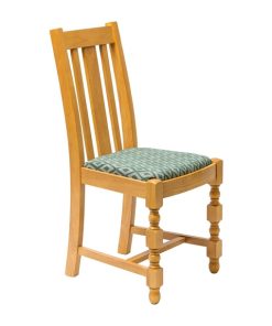 Manhattan Soft Oak High Back Dining Chair with Green Diamond Padded Seat (Pack of 2)