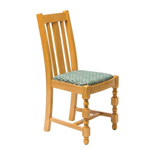 Manhattan Soft Oak High Back Dining Chair with Green Diamond Padded Seat (Pack of 2)