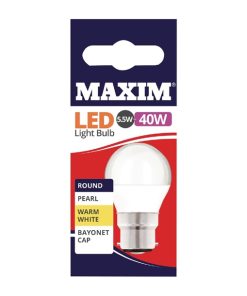 Maxim LED Round BC Warm White Light Bulb 6/40w