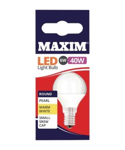 Maxim LED Round SES Warm White Light Bulb 6/40w