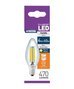 Status Filament LED Candle SES Warm White Light Bulb 4/40w