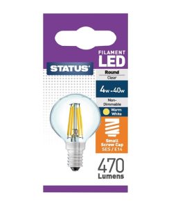 Status Filament LED Round SES Warm White Light Bulb 4/40w