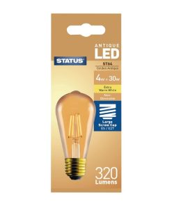 Status 320 Lumens Pear Golden Light Bulb Crystalite Antique LED ST64 ES 4w