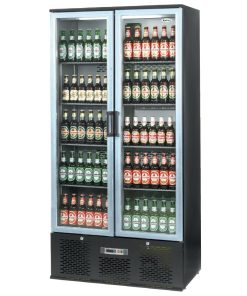 Infrico Upright Back Bar Cooler with Hinged Doors in Black and Steel ZXS20 (CC609)