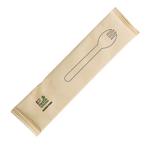 Fiesta Compostable Individually Wrapped Wooden Sporks Pack of 500 (CH086)