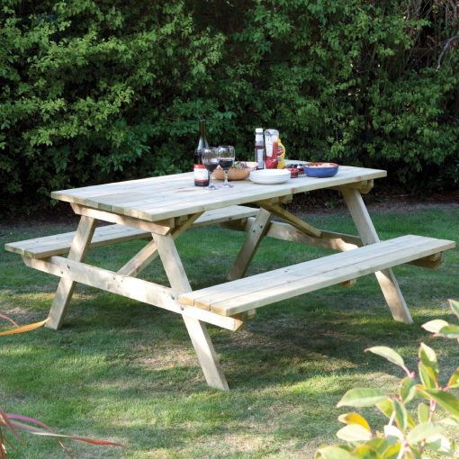 Rowlinson Picnic Table Natural Timber 180cm (CH879)
