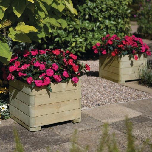 Rowlinson Marberry Layer Square Planter Natural Timber 50cm (CH981)