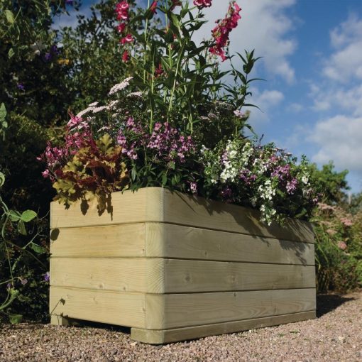 Rowlinson Marberry Layer Planter Rectangular Natural Timber 100cm (CH982)