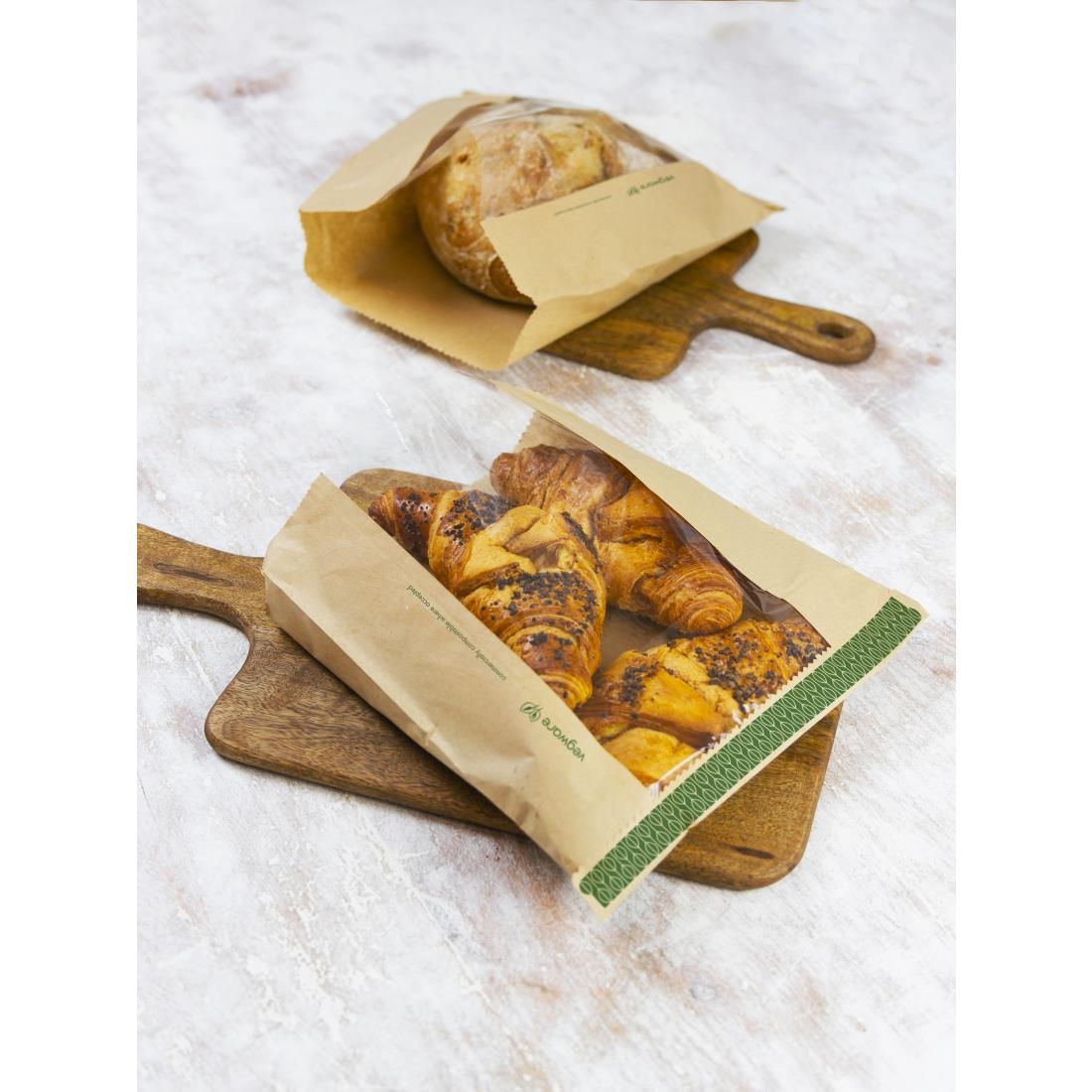 Vegware Kraft Large SandwichCookie Bag with PLA Window 10x10 Pack of