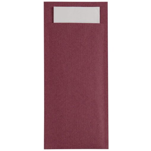 Europochette Burgundy Cutlery Pouch with White Napkin Pack of 500 (CK234)