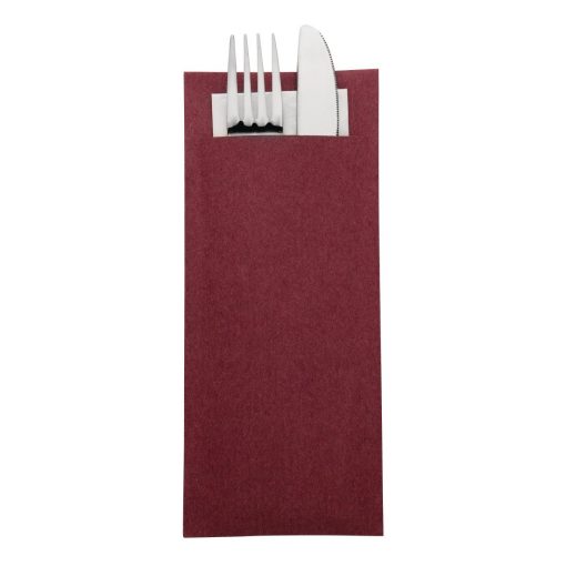 Europochette Burgundy Cutlery Pouch with White Napkin Pack of 500 (CK234)
