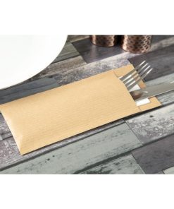 Europochette Brown Cutlery Pouch with White Napkin Pack of 500 (CK235)
