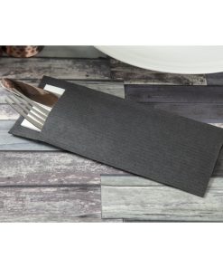 Europochette Black Cutlery Pouch with White Napkin Pack of 500 (CK236)