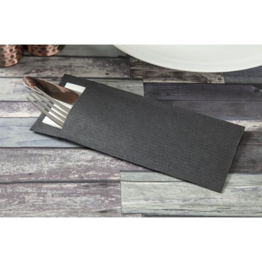 Europochette Black Cutlery Pouch with White Napkin Pack of 500 (CK236)