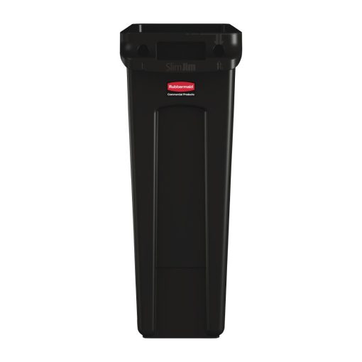 Rubbermaid Slim Jim Container With Venting Channels Black 87Ltr (CP653)