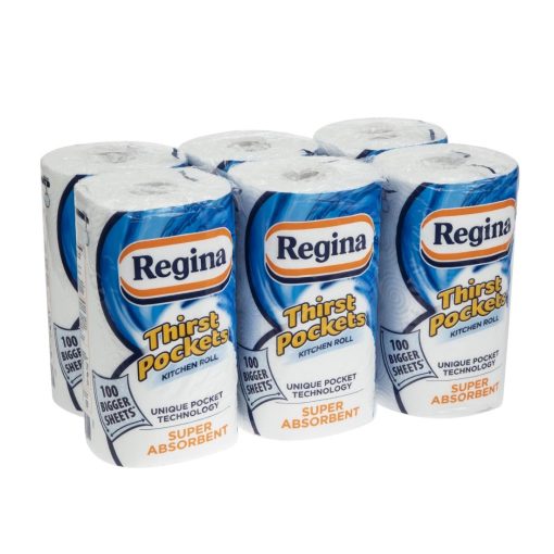 Regina Thirst Pockets Kitchen Roll White 2-Ply 22-9m Pack of 6 (CT325)