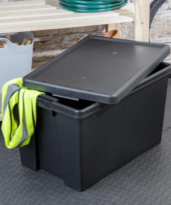 Wham Bam Recycled Storage Box and Lid Black 62Ltr (CX094)