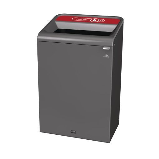 Rubbermaid Configure Recycling Bin with Plastic Recycling Label Red 125Ltr (CX965)