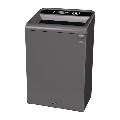 Rubbermaid Configure Recycling Bin with General Waste Label Black 125L (CX980)