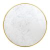 Bolero Round Marble Tabletop with Brass Effect Rim White 600mm (CY968)