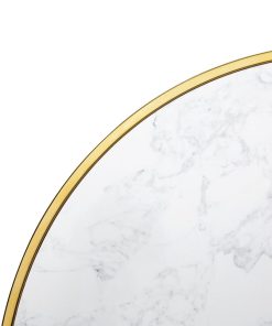 Bolero Round Marble Tabletop with Brass Effect Rim White 600mm (CY968)