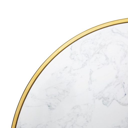 Bolero Round Marble Tabletop with Brass Effect Rim White 600mm (CY968)