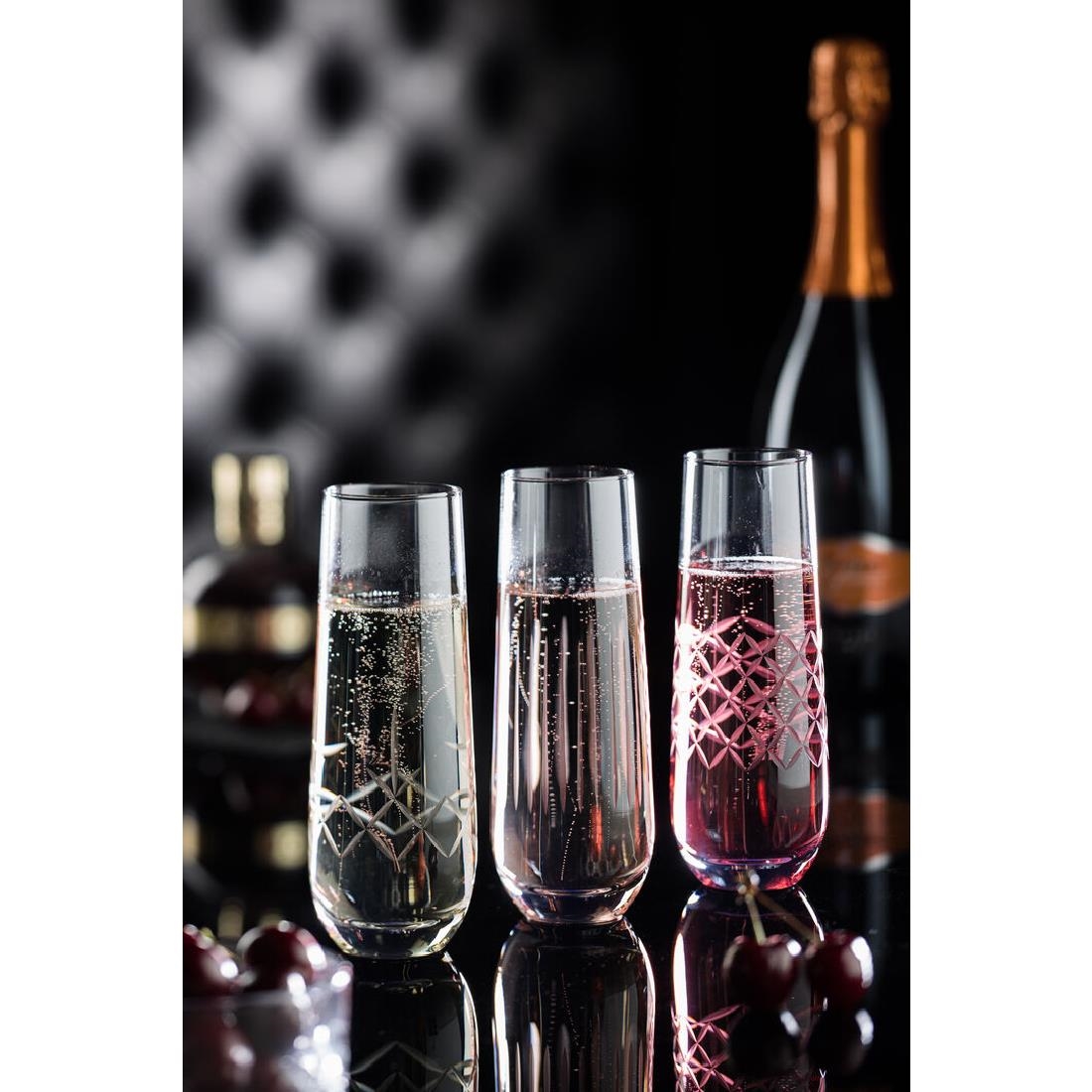 Utopia Raffles Diamond Champagne Glasses 300ml Pack of 6 (CZ060)