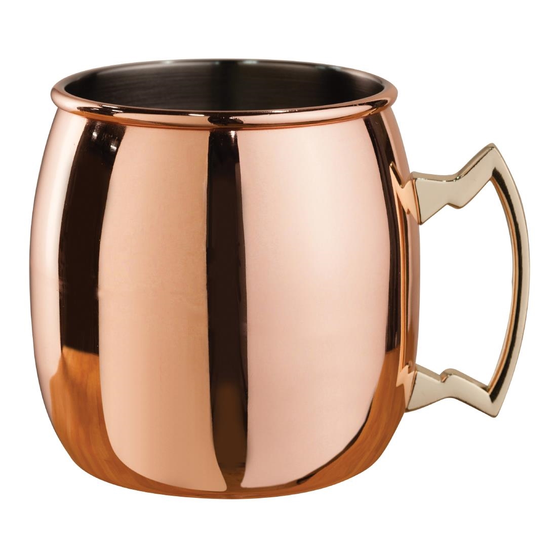 Beaumont Copper Plated Curved Moscow Mule Mug with Brass Handle 500ml (CZ545)