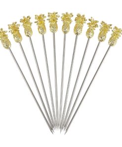 Beaumont Pineapple Garnish Pick Gold Plated Pack of 10 (CZ591)
