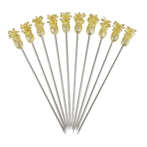 Beaumont Pineapple Garnish Pick Gold Plated Pack of 10 (CZ591)