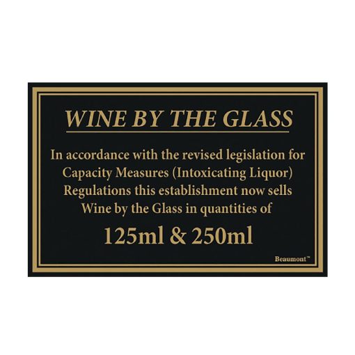 Beaumont 125ml and 250ml Wine Law Sign 170x110mm (CZ680)