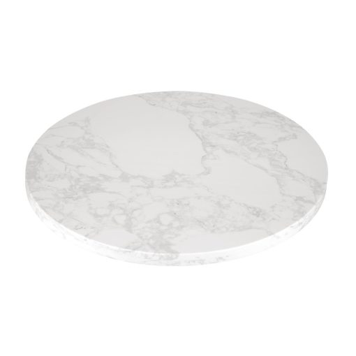 Bolero Round Marble Effect Tabletop White 600mm (DC300)