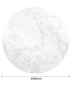 Bolero Round Marble Effect Tabletop White 600mm (DC300)