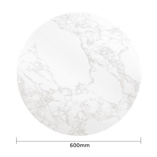 Bolero Round Marble Effect Tabletop White 600mm (DC300)