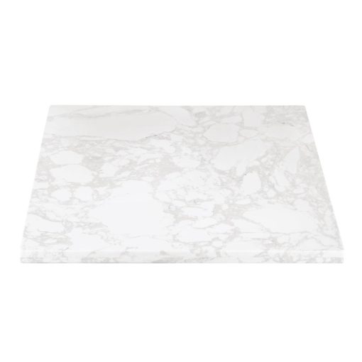 Bolero Square Marble Effect Tabletop White 600mm (DC301)