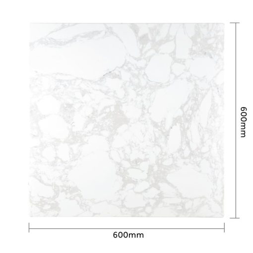 Bolero Square Marble Effect Tabletop White 600mm (DC301)