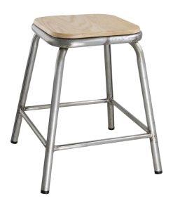 Bolero Galvanised Steel Low Stools with Wooden Seatpad Pack of 4 (DE478)